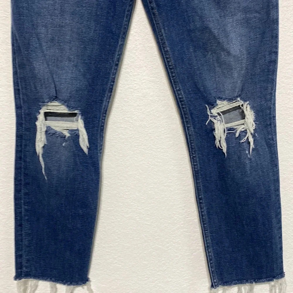 Re/Done 90's High Rise Dusk Destroy Ankle Crop Jeans Distressed Size 27 - Picture 4 of 13